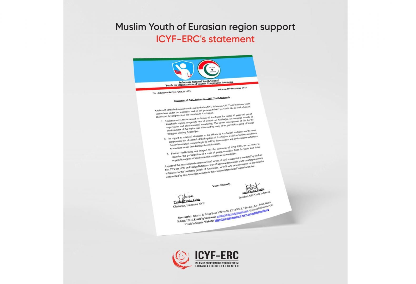 Support from Indonesian youth for the eco-action of the Eurasian Regional Center of ICYF