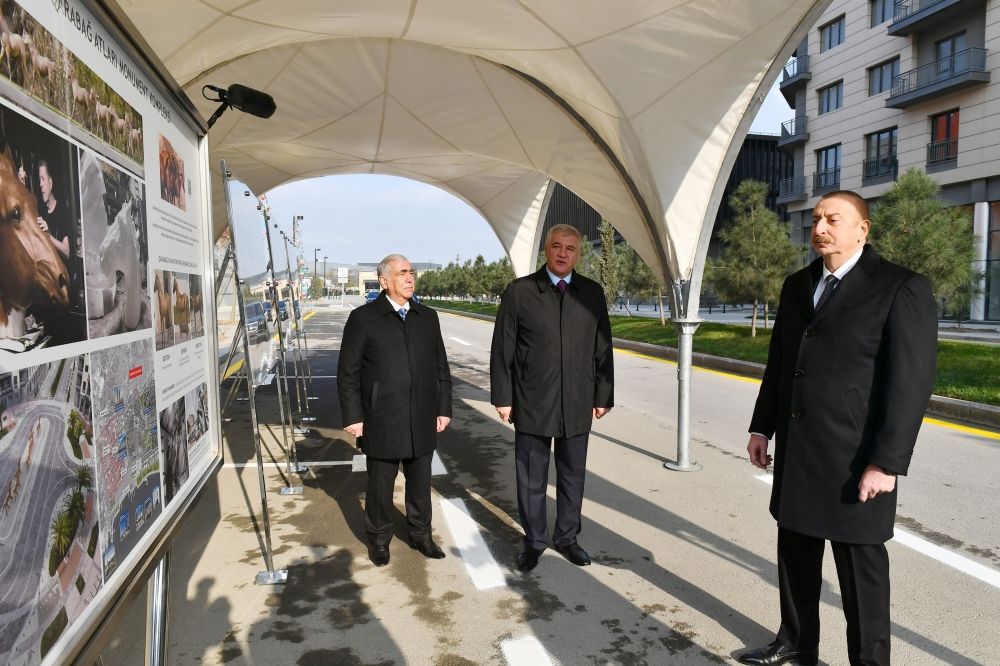 Azerbaijani president views construction of several infrastructure facilities in White City, lays foundation of Karabakh Horse Complex [UPDATE]