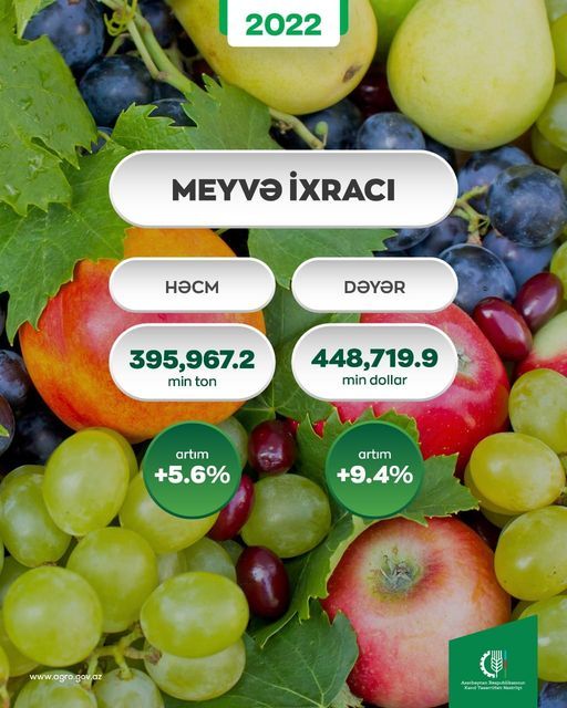 Azerbaijan's fruit export increases by 9.4 percent in 2022