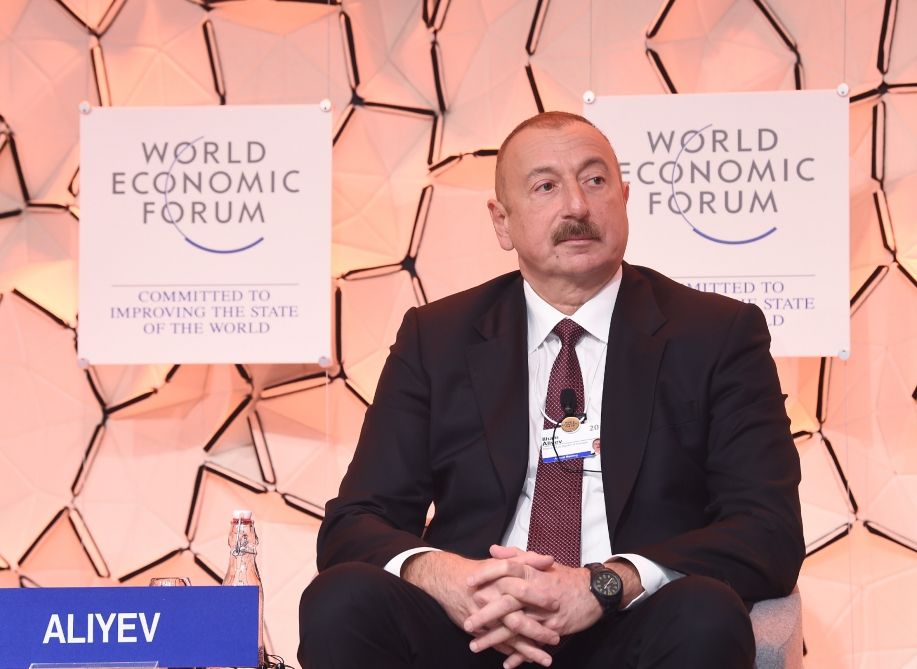 President meets corporate bigwigs in Davos to encourage investment, know-how into Azerbaijan