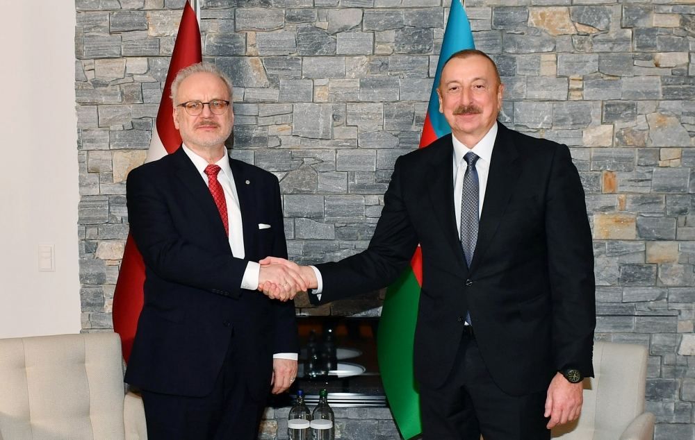 President Ilham Aliyev meets with President of Latvia in Davos [PHOTO/VIDEO]