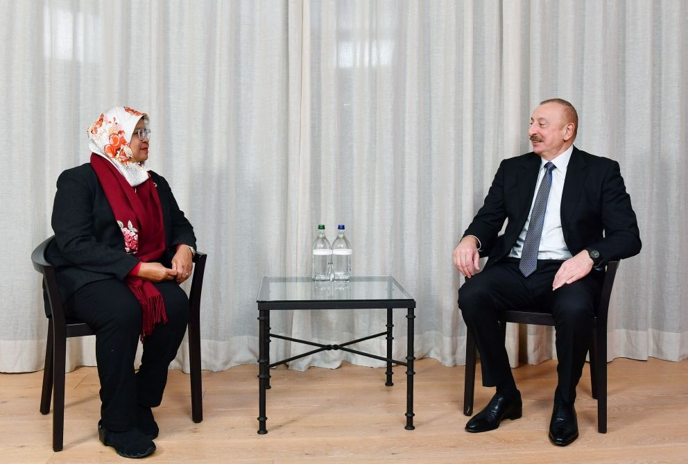 President Ilham Aliyev meets with Executive Director of UN Human Settlements Programme in Davos [PHOTO/VIDEO]