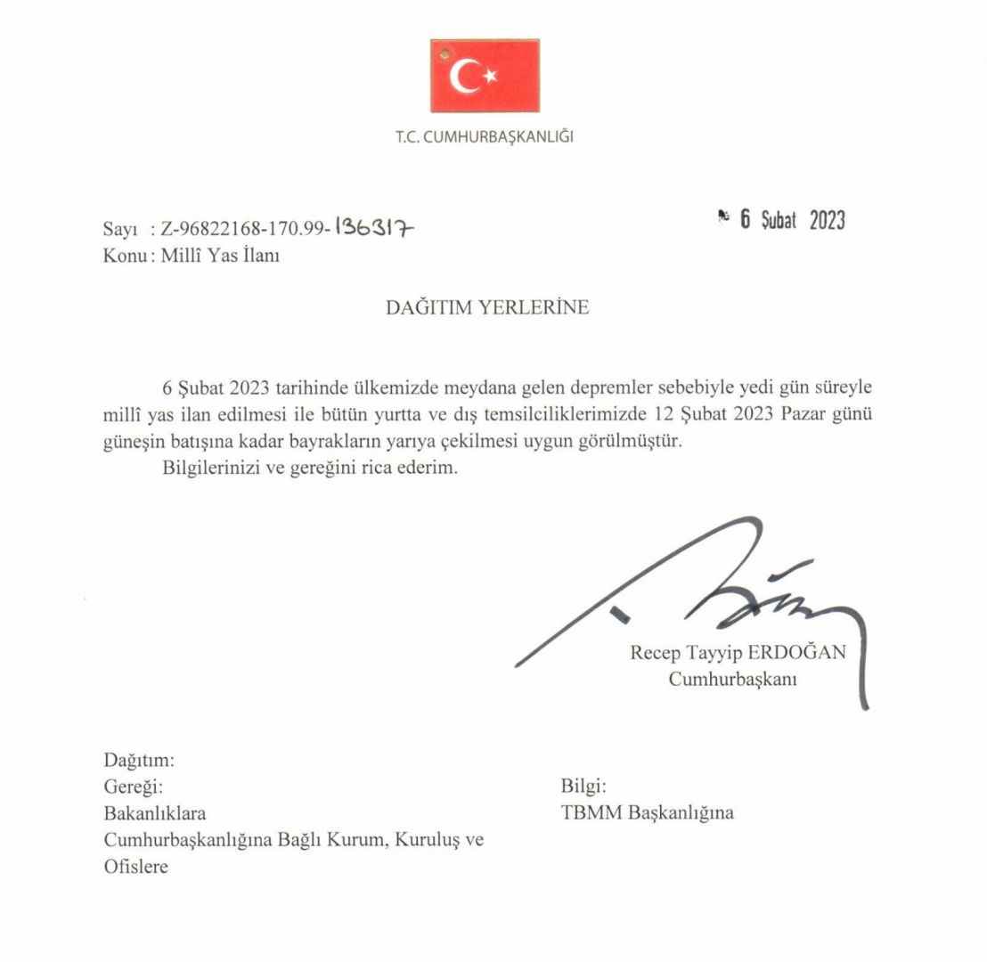 Turkiye declares 7-day national mourning after devastating quakes [PHOTO] - Gallery Image