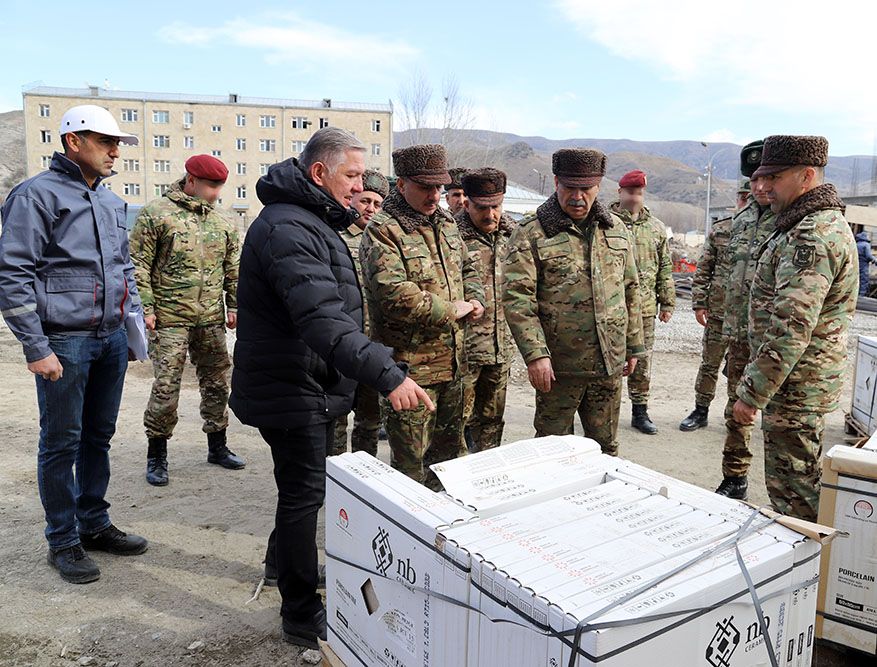 Azerbaijani defence chief inspects construction works in liberated territories [PHOTO/VIDEO] - Gallery Image