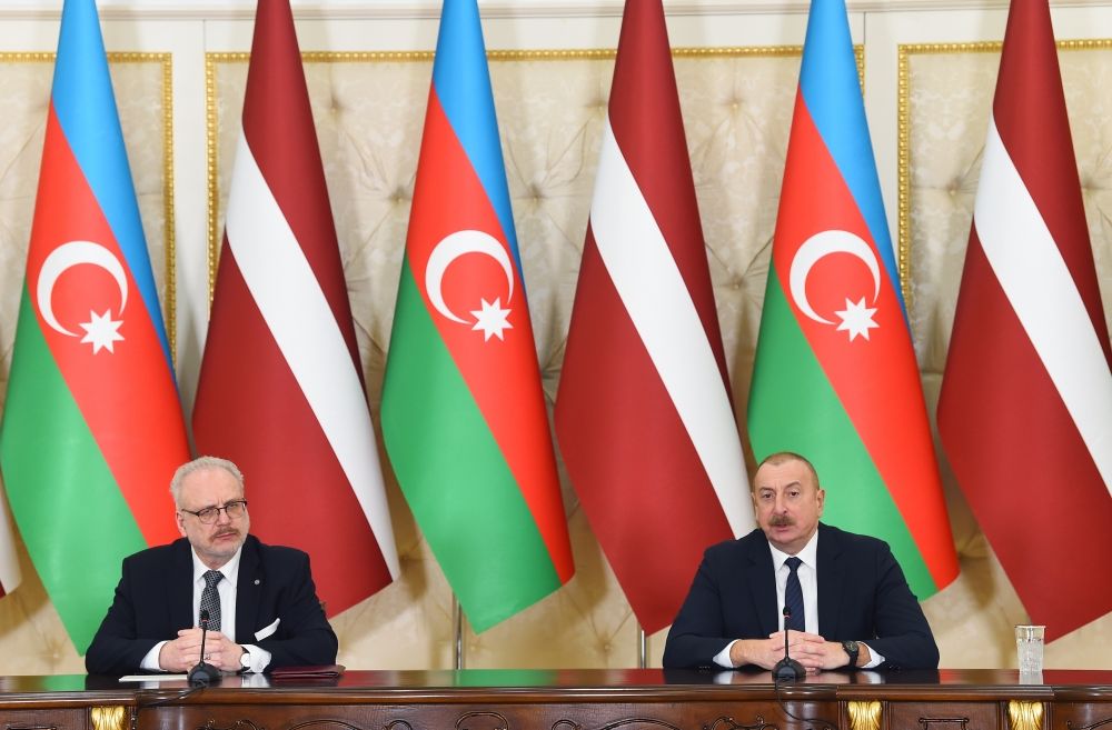 Presidents of Azerbaijan and Latvia made press statements [PHOTO]/[VIDEO]