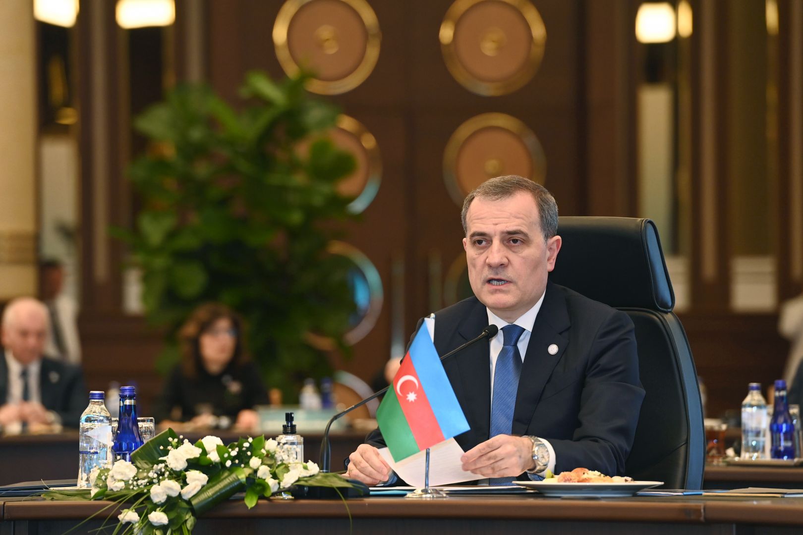 Azerbaijani FM delivers speech at meeting of OTS [PHOTO]