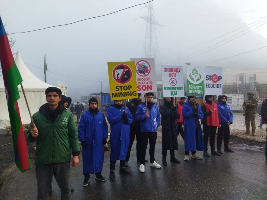 Azerbaijani eco-activists mark day 100 of protest on Lachin–Khankendi road