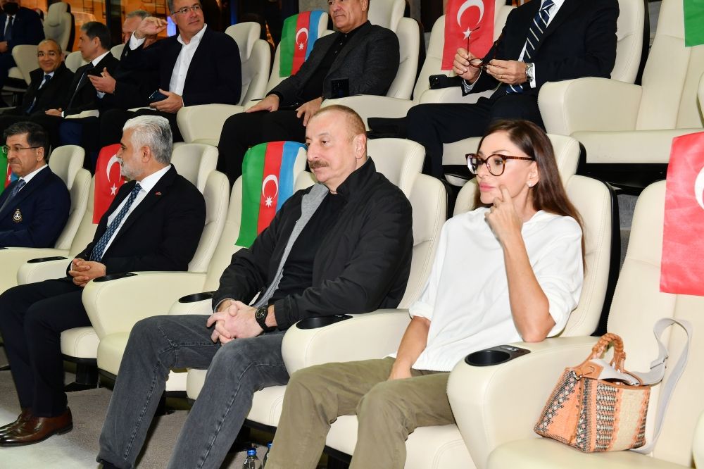 Baku Olympic Stadium hosts Qarabag vs Galatasaray charity match -
President Ilham Aliyev & First Lady Mehriban Aliyeva watch game at the stadium - Gallery Image