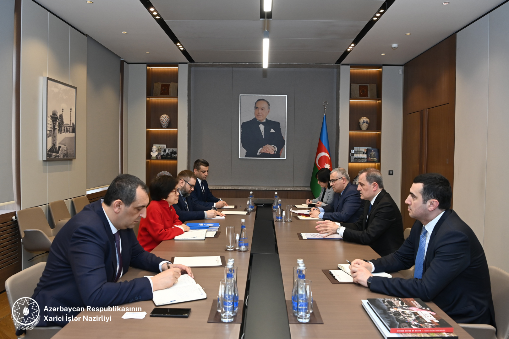 Azerbaijani FM mulls post-war reconstruction, Lachin road with UN rep & CoE official [PHOTO]