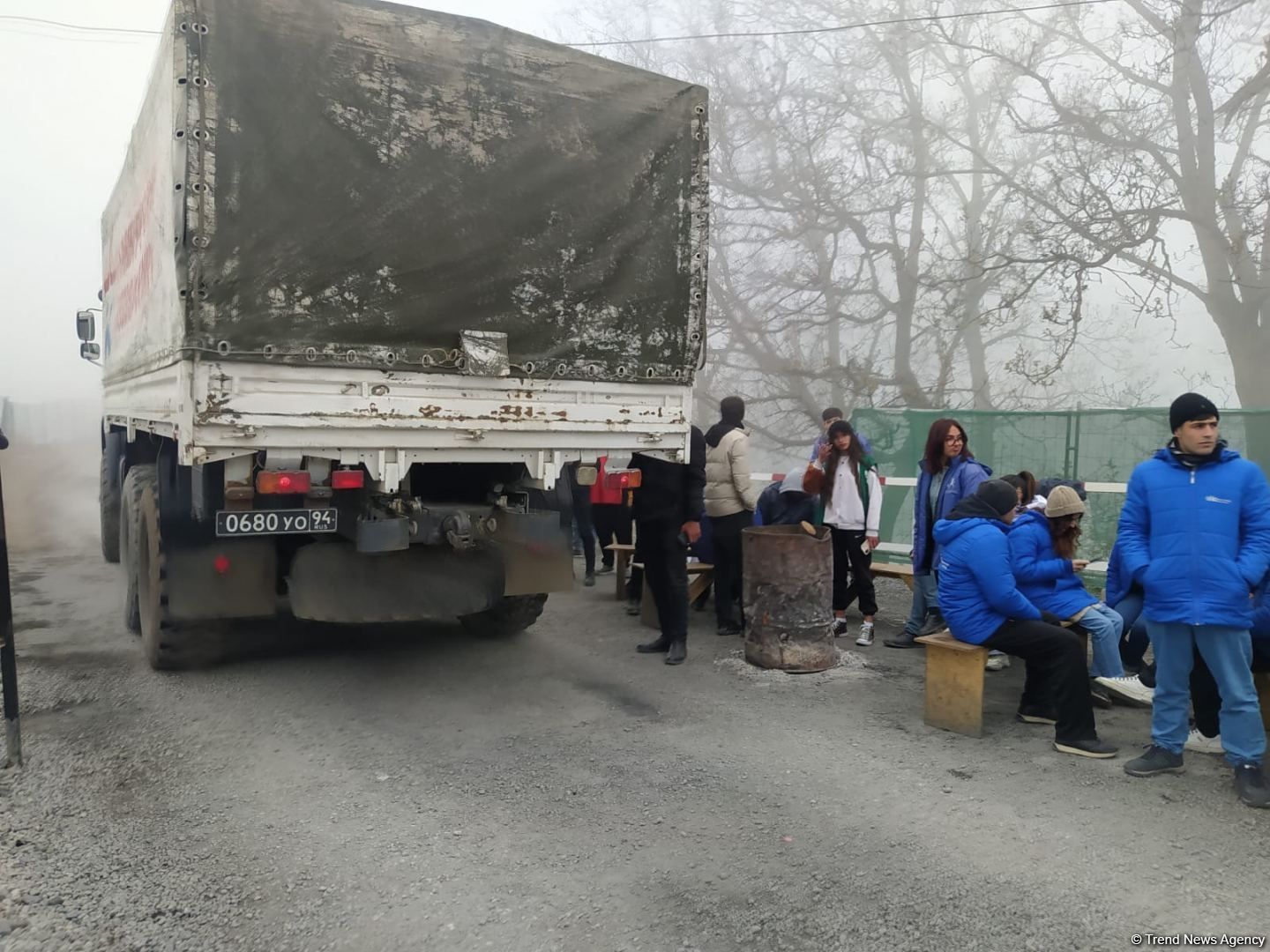 Day 128: Over thirty tracks pass by Lachin road amidst peaceful protest