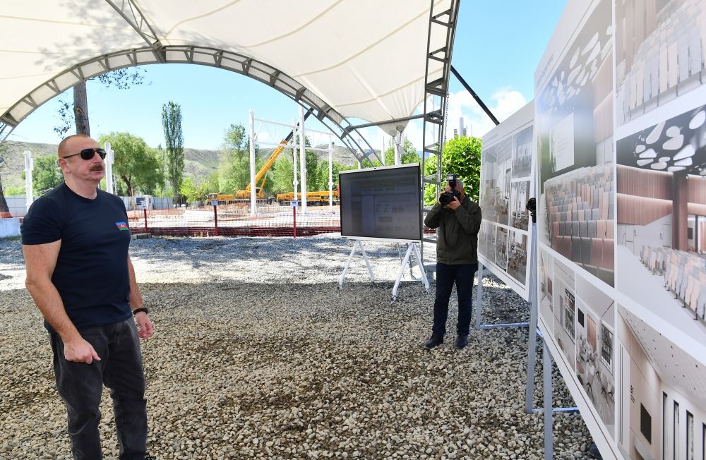 Azerbaijani President views construction progress of Zangilan Convention Center [PHOTOS]