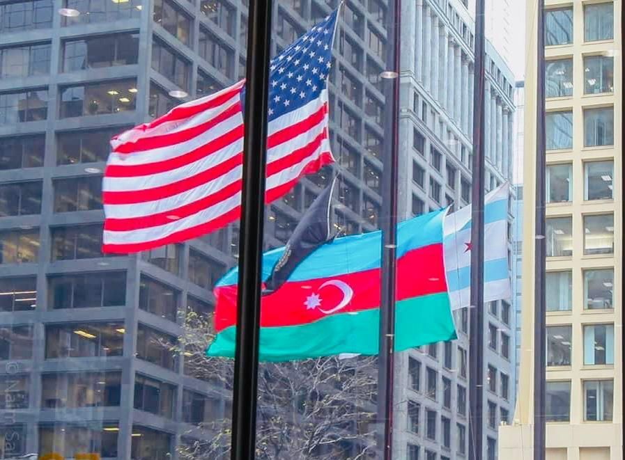 Azerbaijani flag raised in Chicago on occasion of May 28 - Independence Day
