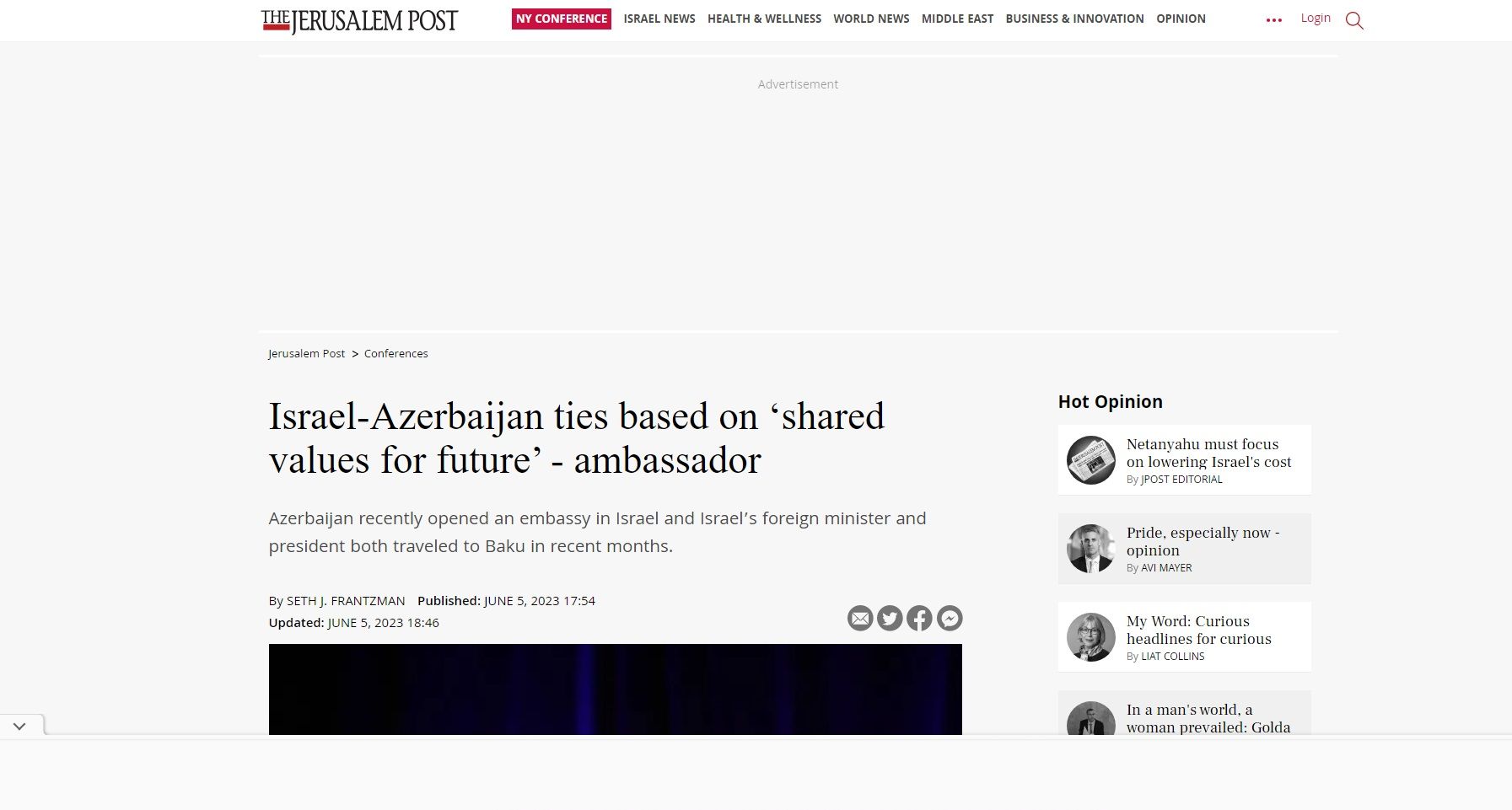 Israeli media publishes interview with Azerbaijani ambassador to US on Azerbaijan-Israel relations