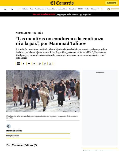 Armenian lies were exposed in Peruvian media