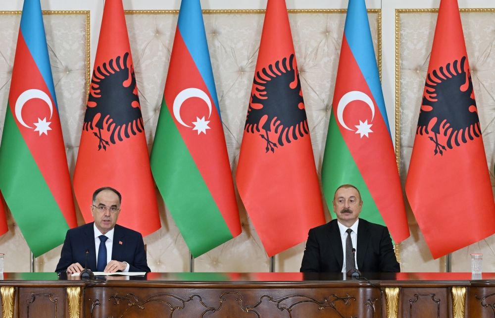 Azerbaijani, Albanian presidents make press statements [UPDATE]