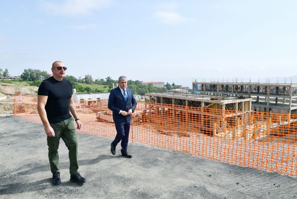 Azerbaijani President views construction works progress carried out in Shusha city hospital [PHOTOS]