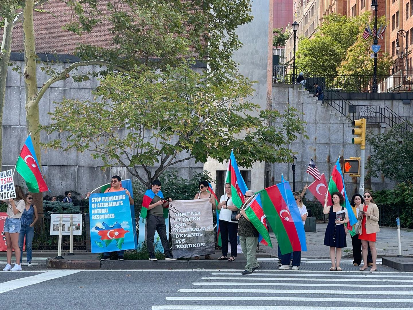 Azerbaijani Community protested in front of UN Headquarters in New York [PHOTOS]