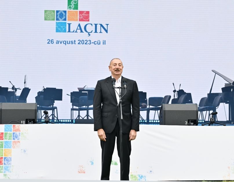 Azerbaijani President and First Lady attend festive event Lachin City Day held on bank of Hakari River - President addresses event [PHOTOS/VIDEO]
