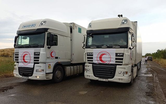 Convoy with 40 tons of humanitarian aid sent from Baku waiting on Aghdam-Khankandi road [PHOTO]