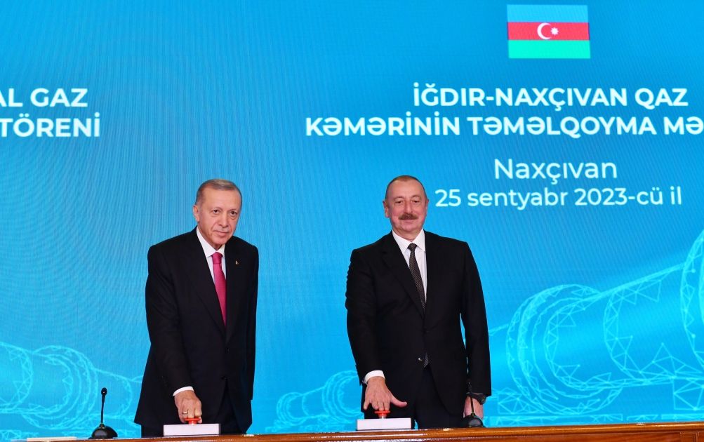 Azerbaijani and Turkish presidents attend groundbreaking ceremony for Igdir-Nakhchivan gas pipeline [PHOTOS/VIDEO]