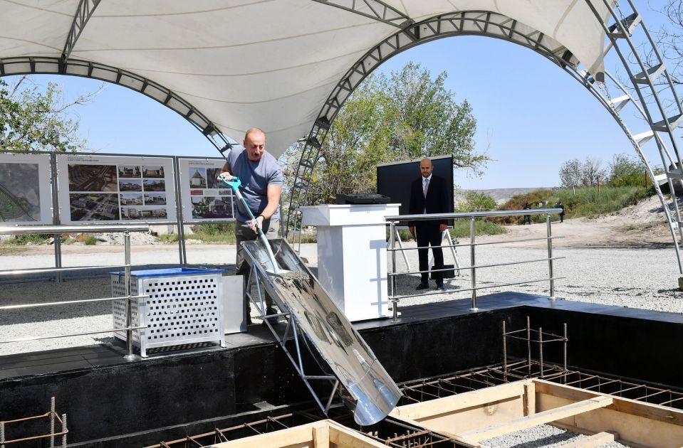 President Ilham Aliyev lays foundation stone for Alibeyli village in Zangilan district [PHOTOS]