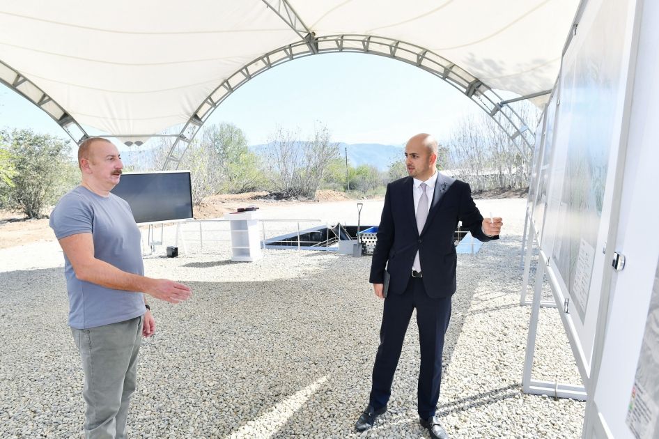 Azerbaijani President lays foundation stone for Zangilan village [PHOTOS]