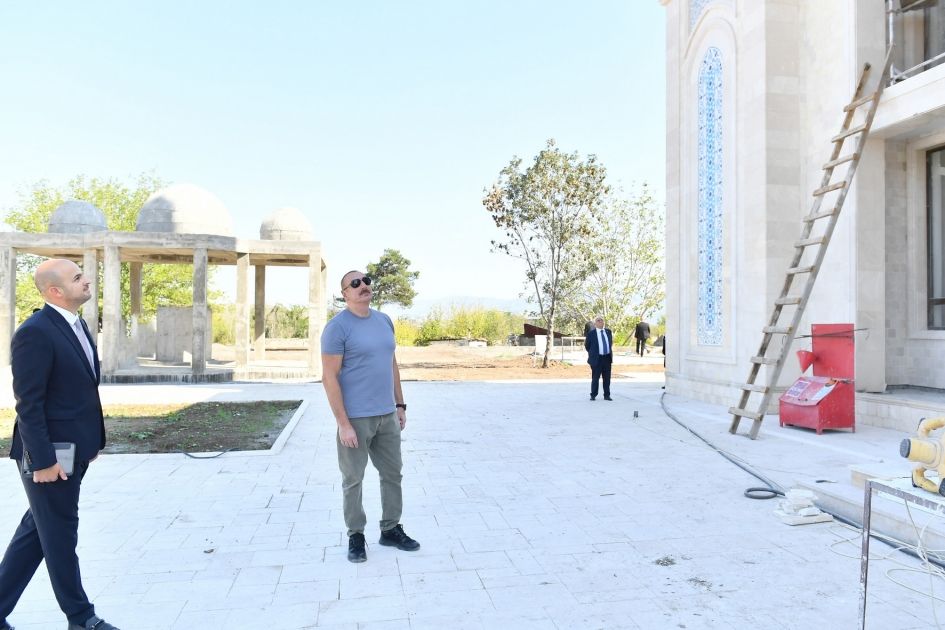 President Ilham Aliyev examined construction progress of Zangilan City Mosque build by Heydar Aliyev Foundation [PHOTOS]