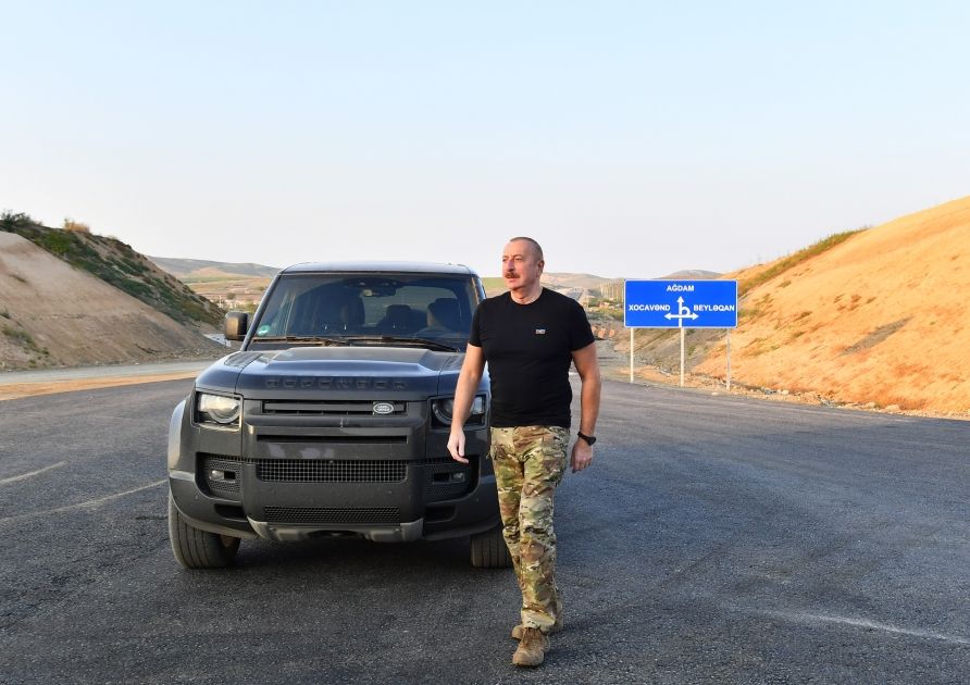 President Ilham Aliyev examines construction progress of Aghdam-Fuzuli highway [PHOTOS/VIDEO]