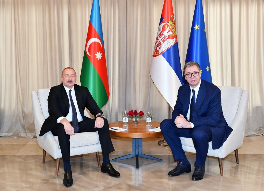 President Ilham Aliyev held one-on-one and expanded meetings with Serbian President Aleksandar Vučić [PHOTOS/VIDEO] - Gallery Image