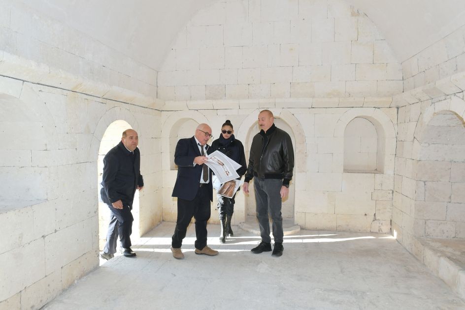 President Ilham Aliyev and First Lady Mehriban Aliyeva viewes ongoing repair and restoration works at the Imarat Complex in Aghdam [PHOTOS/VIDEO]