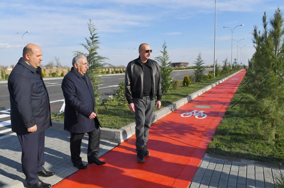 President Ilham Aliyev inspects ongoing works on internal roads of Aghdam city [PHOTOS/VIDEO]