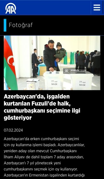 Azerbaijan’s snap presidential election in spotlight of Turkish media