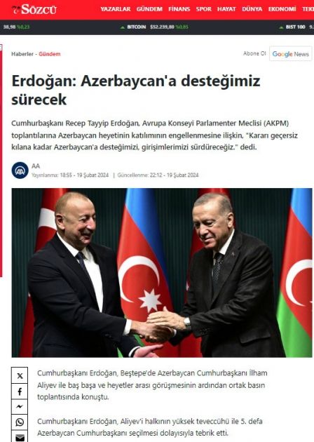 President Ilham Aliyev’s official visit to Türkiye in spotlight of Turkish media