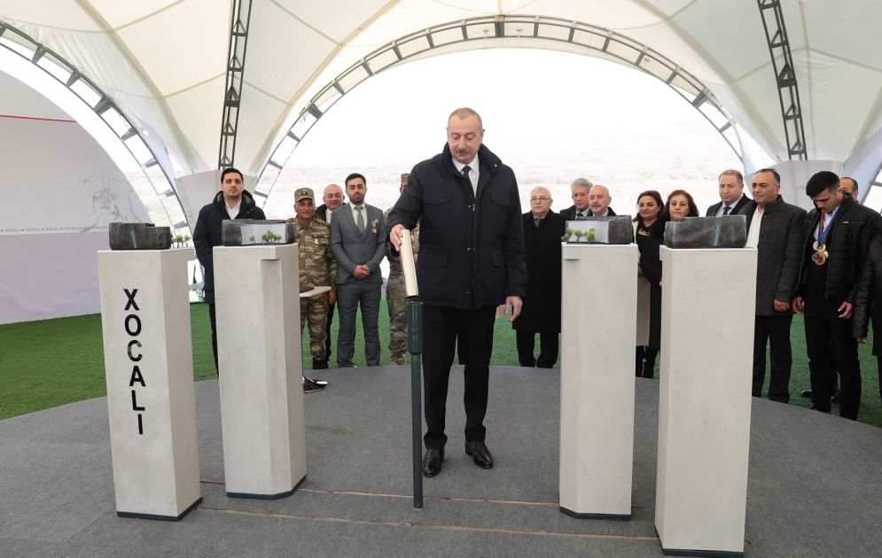 President Ilham Aliyev laid foundation stone for Khojaly genocide memorial [PHOTOS/VIDEO]