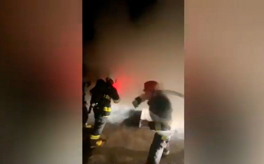 Garage catches fire in Ganja city [VIDEO]