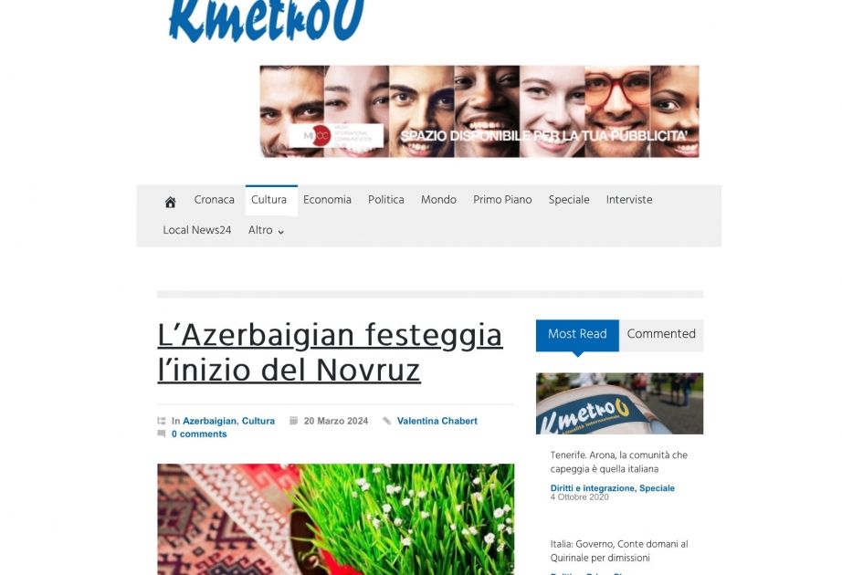 Italian portal writes about Novruz traditions