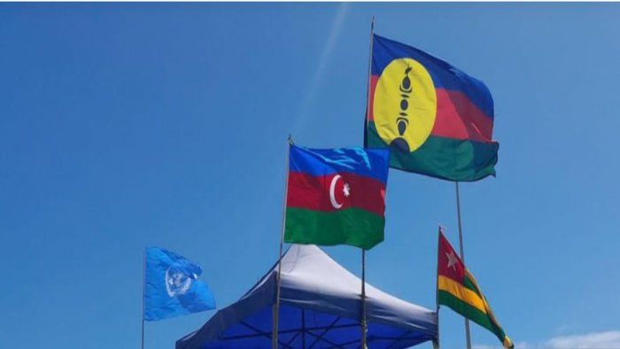 Azerbaijani flag raised in protest action in Nouméa