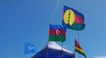 Azerbaijani flag raised in protest action in Nouméa