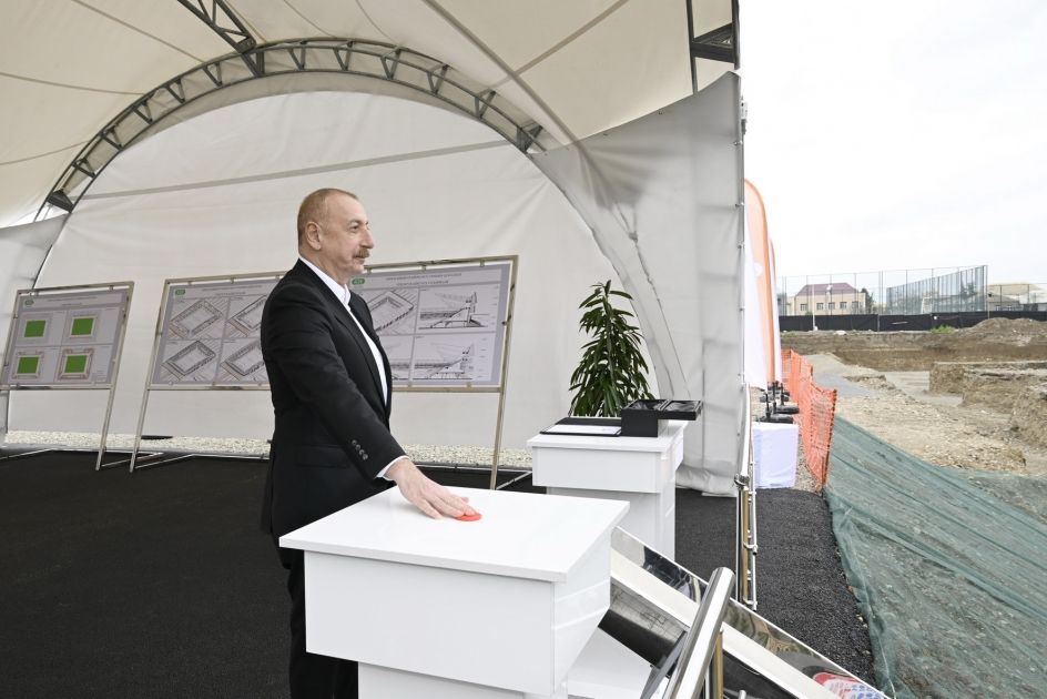 Azerbaijani President lays foundation stone for Ganja City Stadium [PHOTOS]