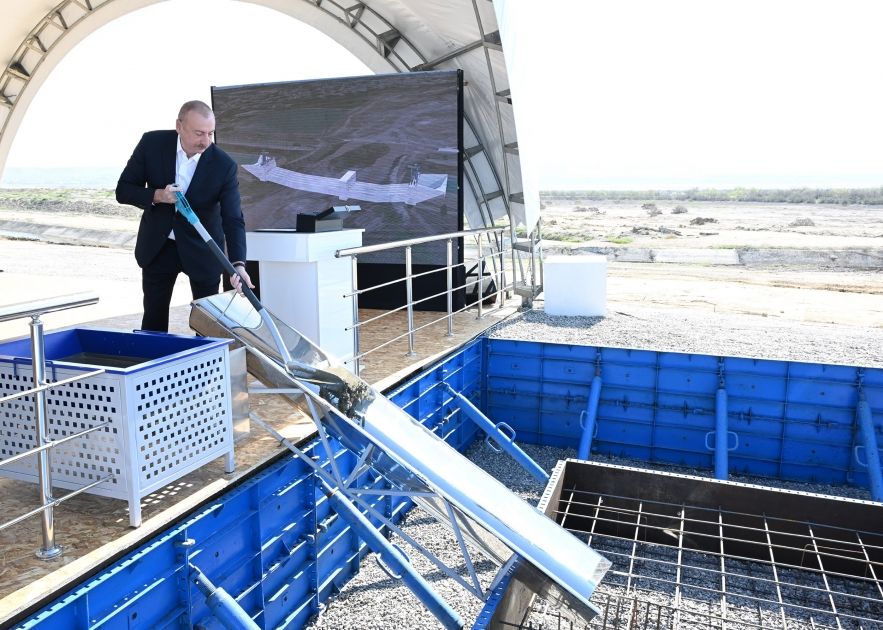 President Ilham Aliyev lays foundation stone for Shirvan irrigation canal in Hajigabul [PHOTOS/VIDEO]