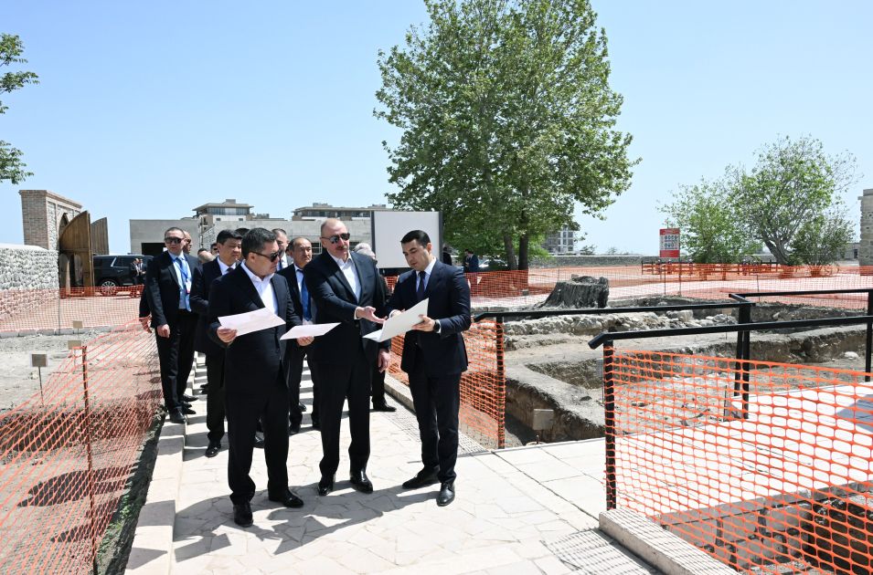 Presidents of Azerbaijan and Kyrgyzstan inspect ongoing works at Palace of Panahali Khan [PHOTOS/VIDEO]