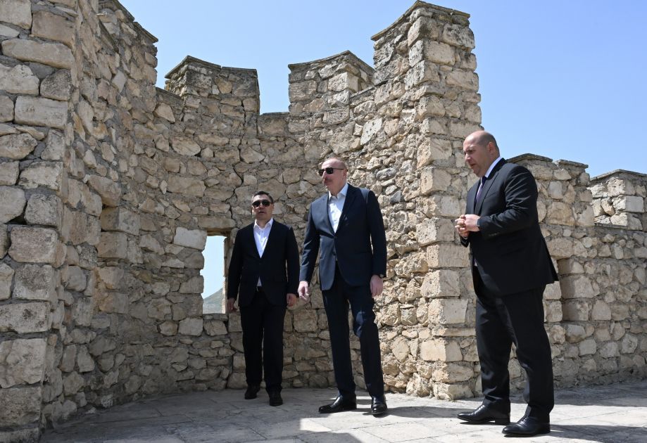 Presidents Ilham Aliyev, Sadyr Zhaparov tour Shahbulag Castle in Aghdam [PHOTOS]