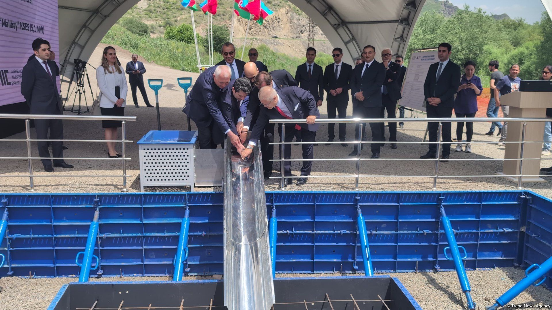 Foundation laying ceremony for small Hydropower Plant hold in Azerbaijan's Lachin