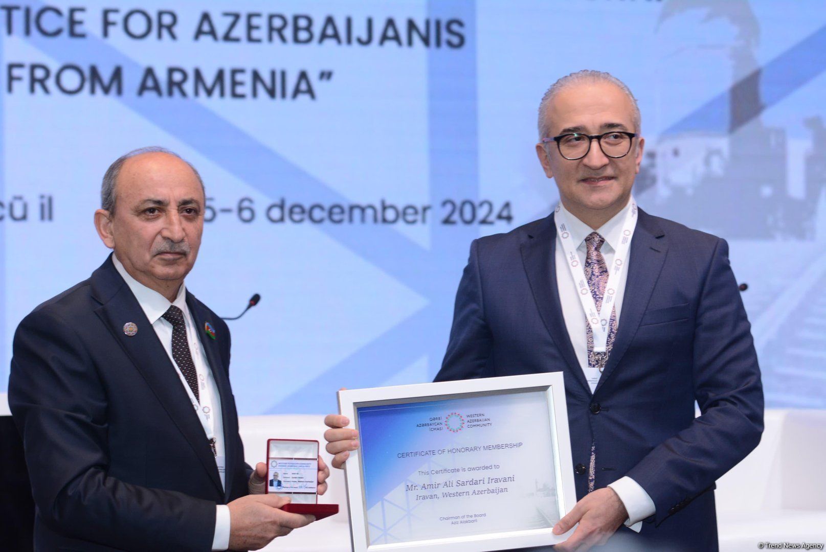 Western Azerbaijani Community presents certificates of honorary membership [PHOTOS]