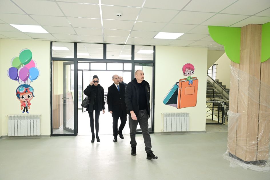 President Ilham Aliyev inspects construction progress at nursery-kindergarten No.1 in Aghdam city [PHOTOS/VIDEO]