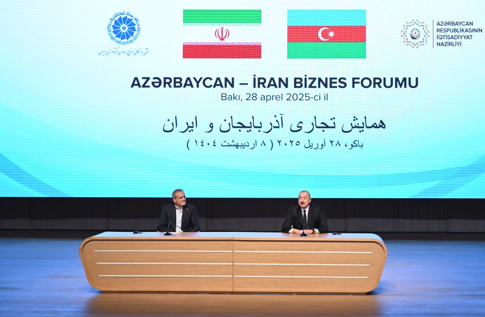 President Ilham Aliyev and President Massoud Pezeshkian attend Azerbaijan-Iran business forum held in Baku [PHOTOS]