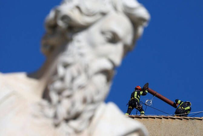Vatican chimney installed ahead of papal conclave