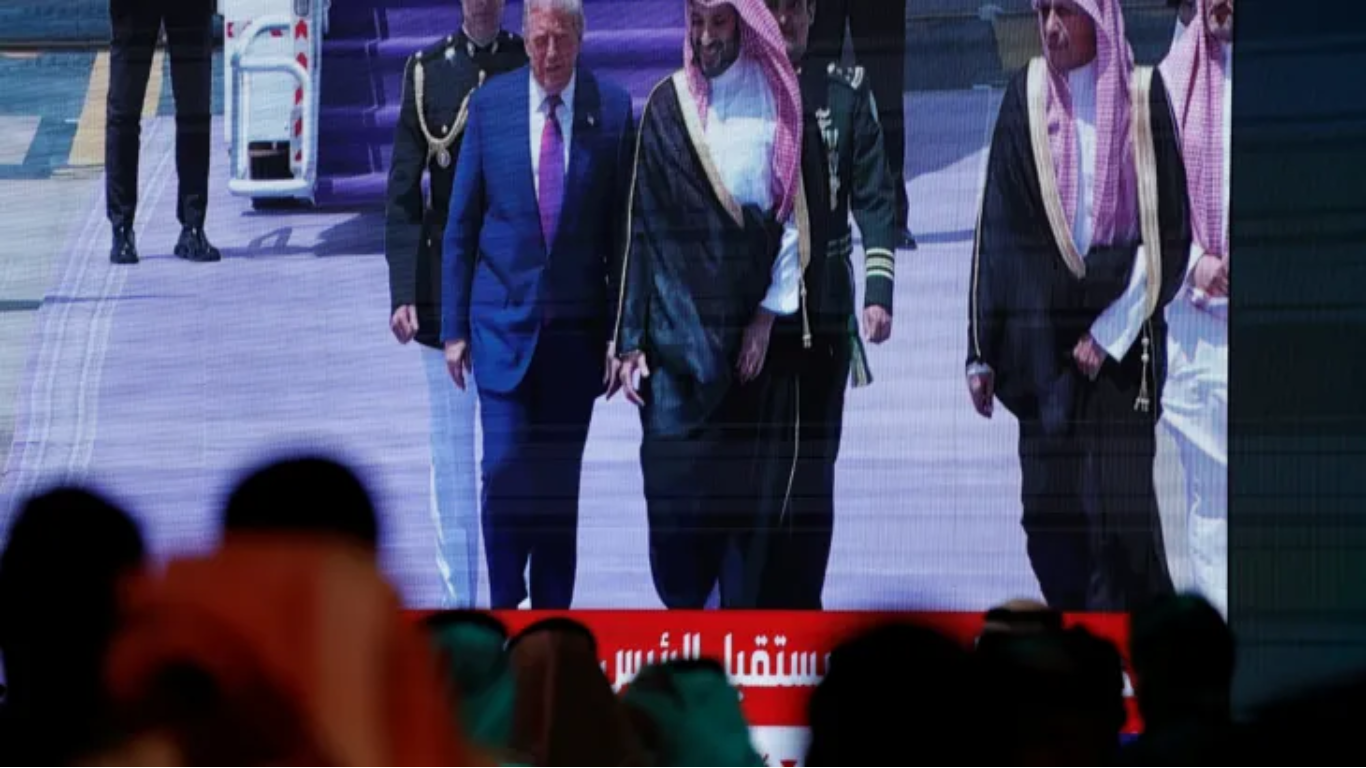 US President Donald Trump arrives in Riyadh