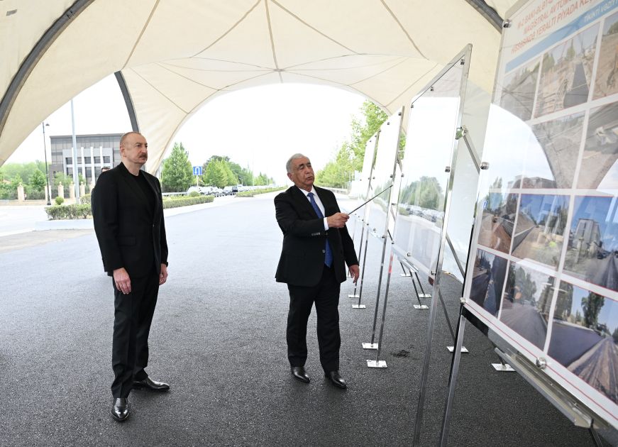 President Ilham Aliyev views work carried out on Baku–Alat–Gazakh–Georgia state border highway [PHOTOS]