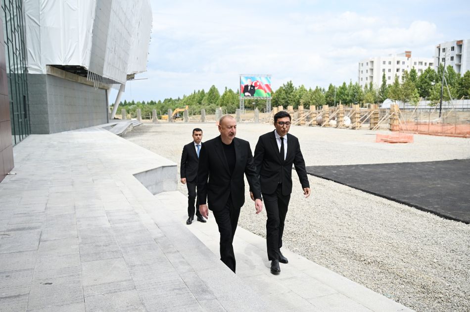 President Ilham Aliyev views work progress at Yevlakh Olympic Sports Complex [PHOTOS]